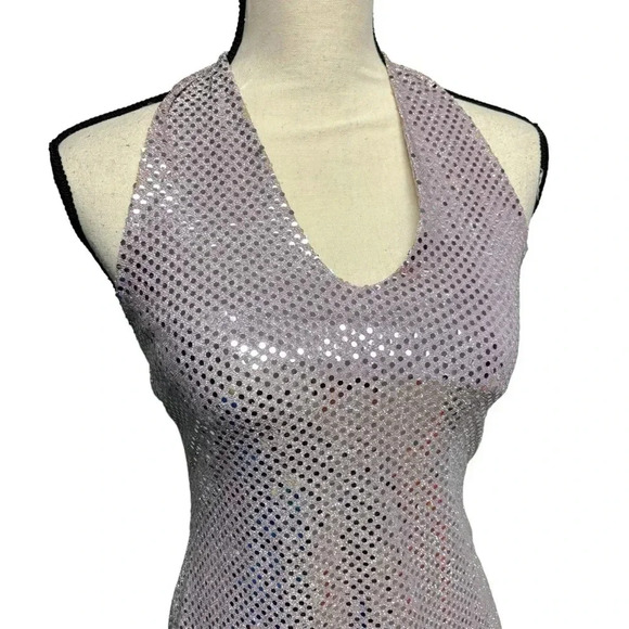 Vintage Joule Silver Foil Mini Halter Dress - Picture 2 of 10